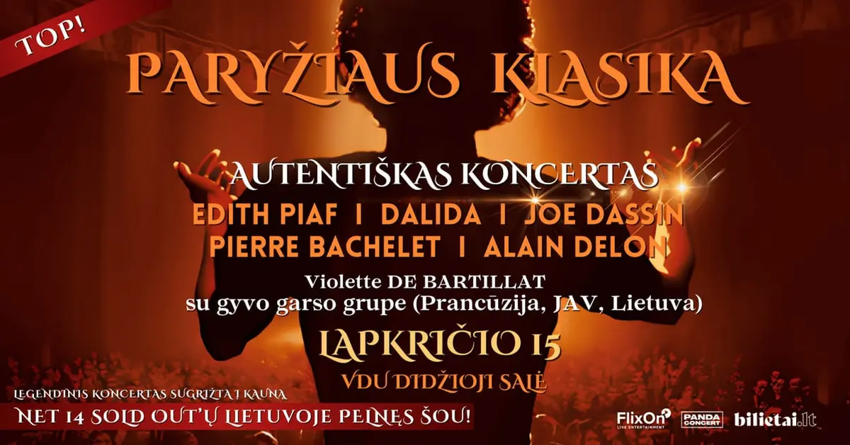 Paryžiaus Klasika: edith piaf, dalida, joe dassin, pierre bachelet, alain delon | atlieka Violette De Bartillat su gyvo