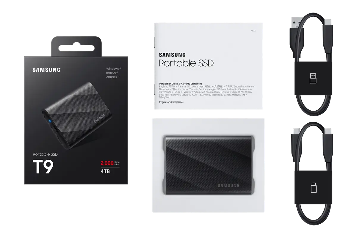Prekyboje pasirodė „Samsung T9“ išorinė SSD atmintinė: 4 TB talpa, banko kortelės dydis ir dvigubai didesnis greitis