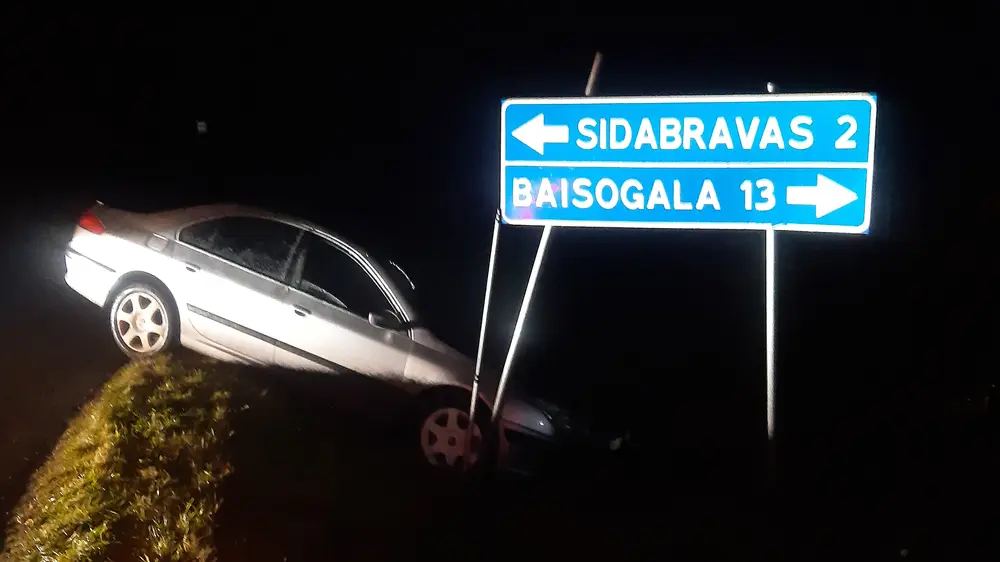 Kelionė svetimais automobiliais namo baigėsi griovyje