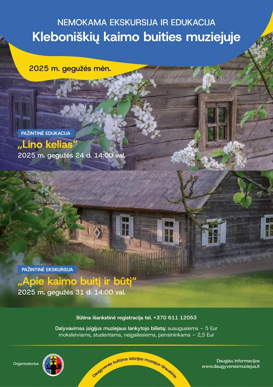 Kleboniškių muziejuje – edukacija „Lino kelias“ ir pažintinė ekskursija