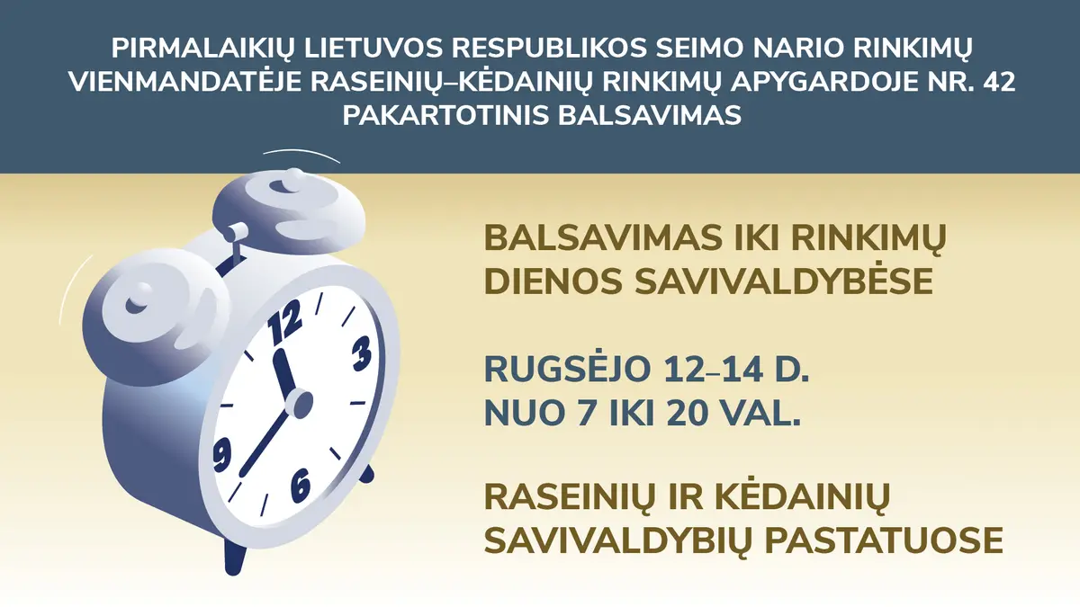 Prasideda išankstinis balsavimas Seimo nario rinkimų Raseinių–Kėdainių apygardoje II ture
