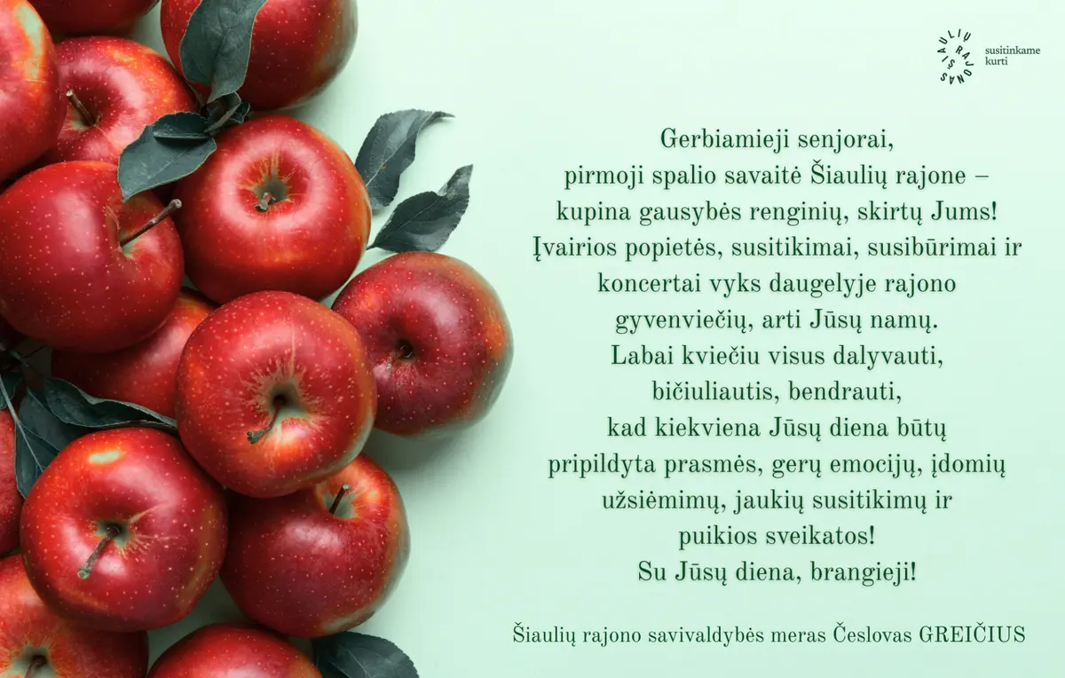 Mero sveikinimas tarptautinės pagyvenusių žmonių dienos proga!